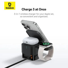 Baseus 3 in 1 25W Magnetic Wireless Charger Stand 15W Fast Wireless Charging Desktop Dock Station For iPhone16 15 14 13 Airpod My Store