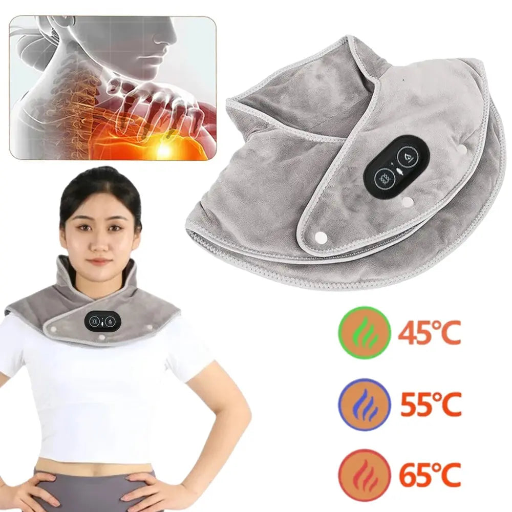 Electric Heating Shoulder Neck Pad Cervical Wrap Three Gear Thermal Compress Massager Vibration Shawl Warm Back Tool Relax Brace My Store