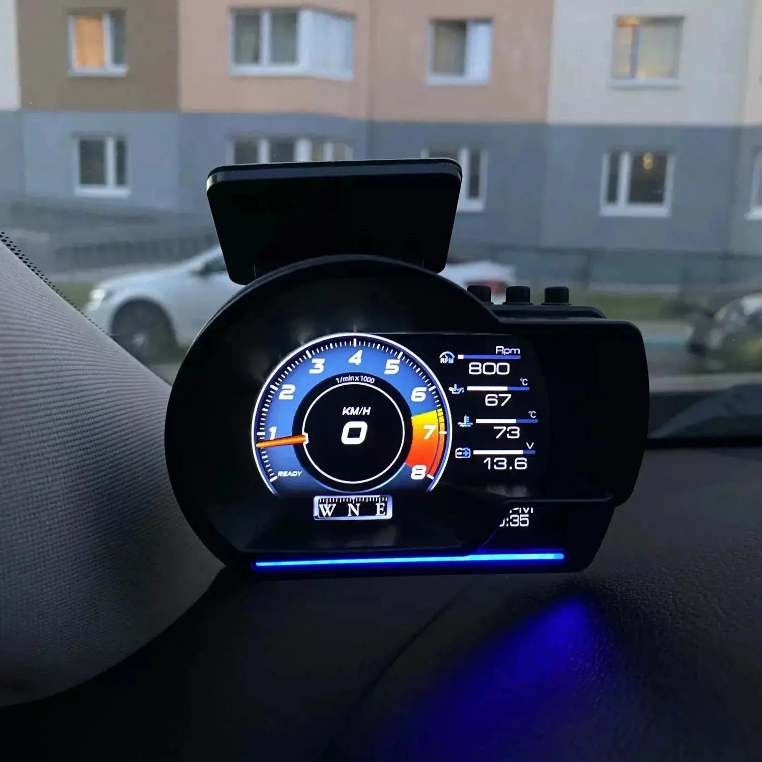 Newest A501 OBD2 Car Head Up Display HUD Smart Car Water&Oil temp Turbo RPM Gauge Digital Odometer Security Alarm Auto Meter My Store