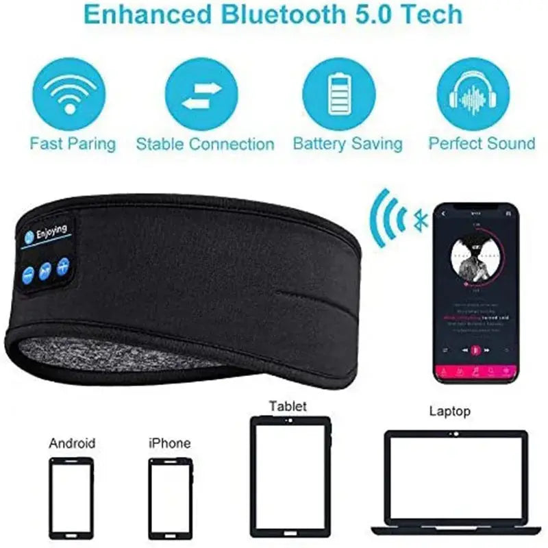 Wireless Bluetooth Earphone Sleeping Band Music Headphones Soft Elastic Comfortable Eye Mask Sleep Headset for Side Sleeper My Store
