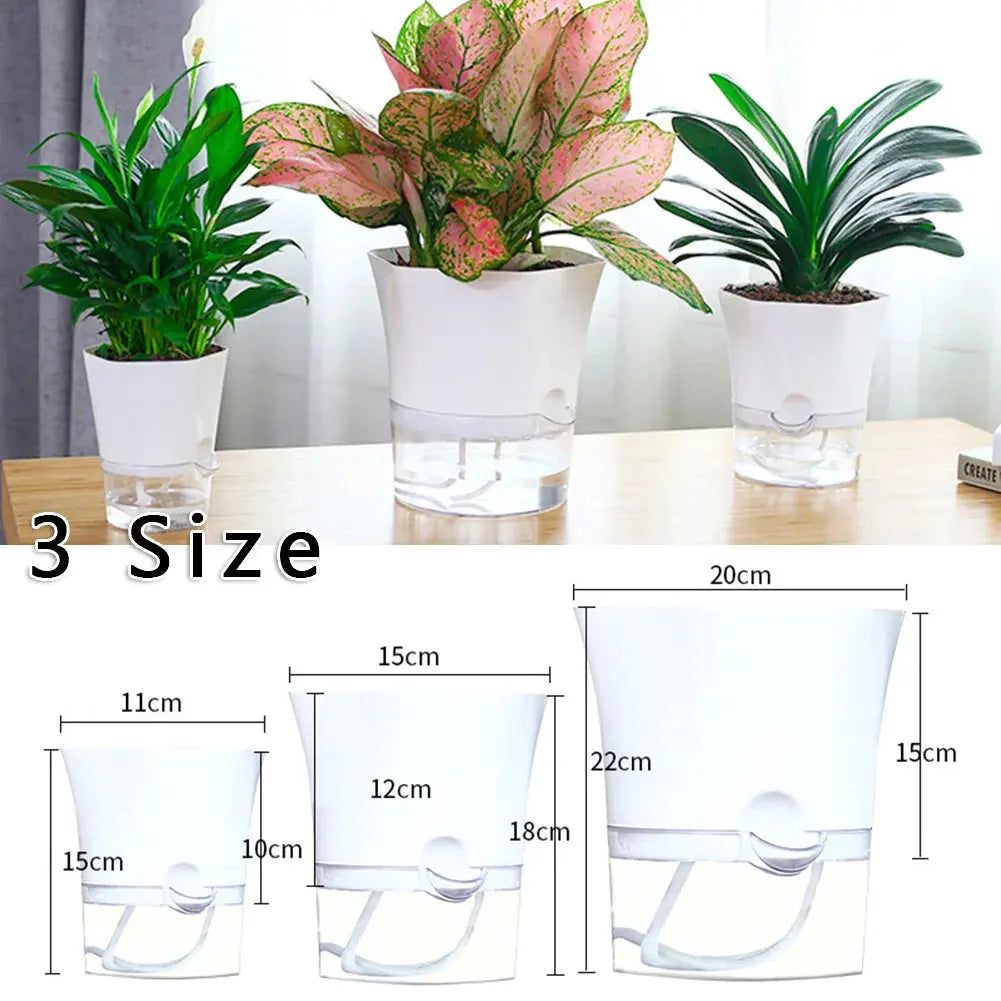 Transparent Self-Watering Plant Flower Pot Hexagonal Lazy Flowerpot Plastic Planters Home Garden Decoraction My Store