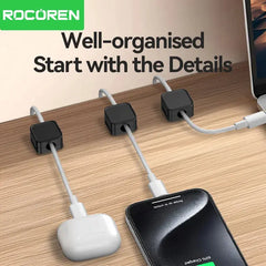 Rocoren Magnetic Cable Organizer Holder Cable Smooth Adjustable Cord Holder Under Desk Cable Management Wire Keeper Cable Clips My Store