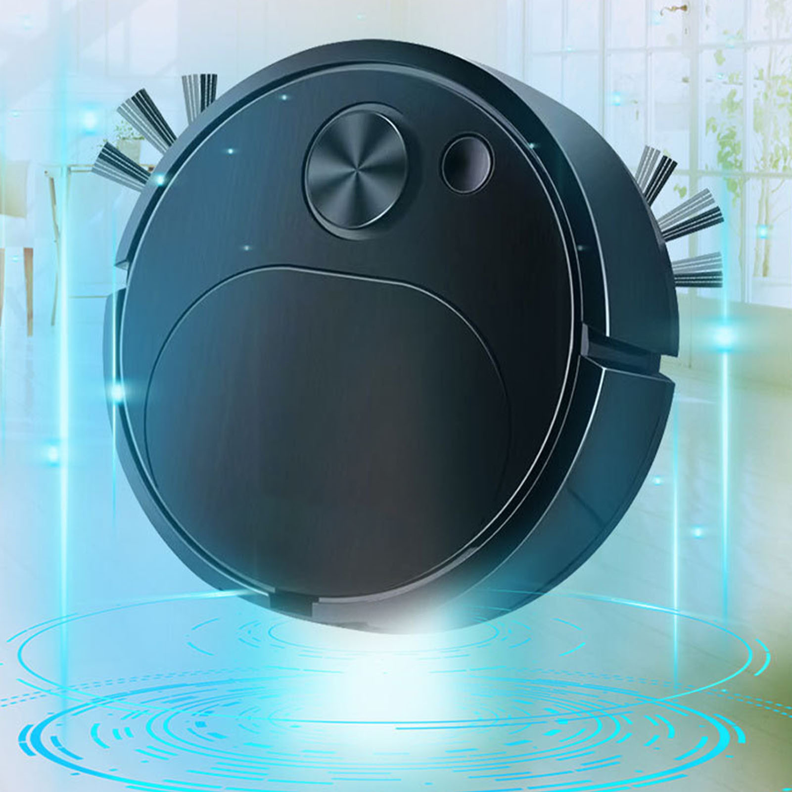 37073427-fd56-40d6-80aa-9da16b99b5e9.jpg Automatic Vacuum Cleaner Low Noise Rechargeable 3 In 1 Intelligent Sweeping Robot For Hair Dust Stain Black - Image 2